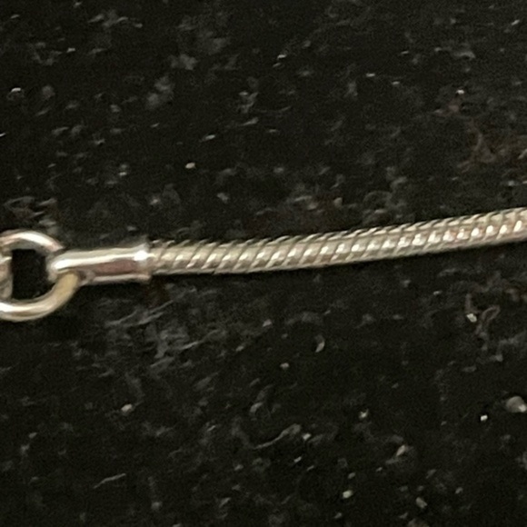 36” silver tone snake chain necklace with two open circles solid round pendant - Picture 6 of 10